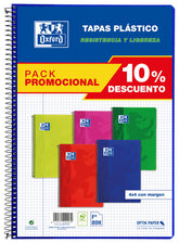 Bloc Espiral A4 Cuadro 4MM 80H 90g | Oxford | Polipropileno | Formato A4 | Pack 5 Unidades